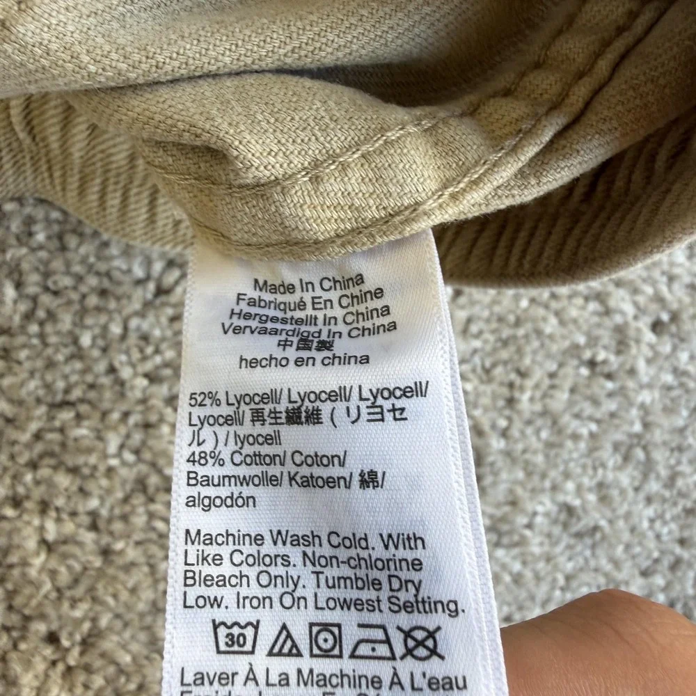 J.Crew Jacket Mens Large Beige Canvas Bomber Snap Elastic Hem Pockets Unlined